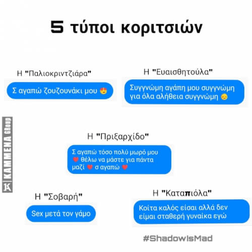 Οι τύποι κορασίδων